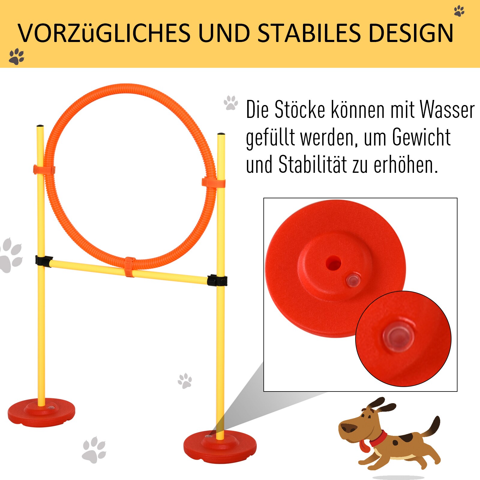 PawHut Agility Set für 4 verschiedene Trainingsvarianten gelb