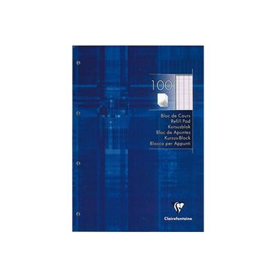 Clairefontaine - Bloc de cours A4 - 200 pages (100 feuilles) - grands carreaux (Seyes) - perforées