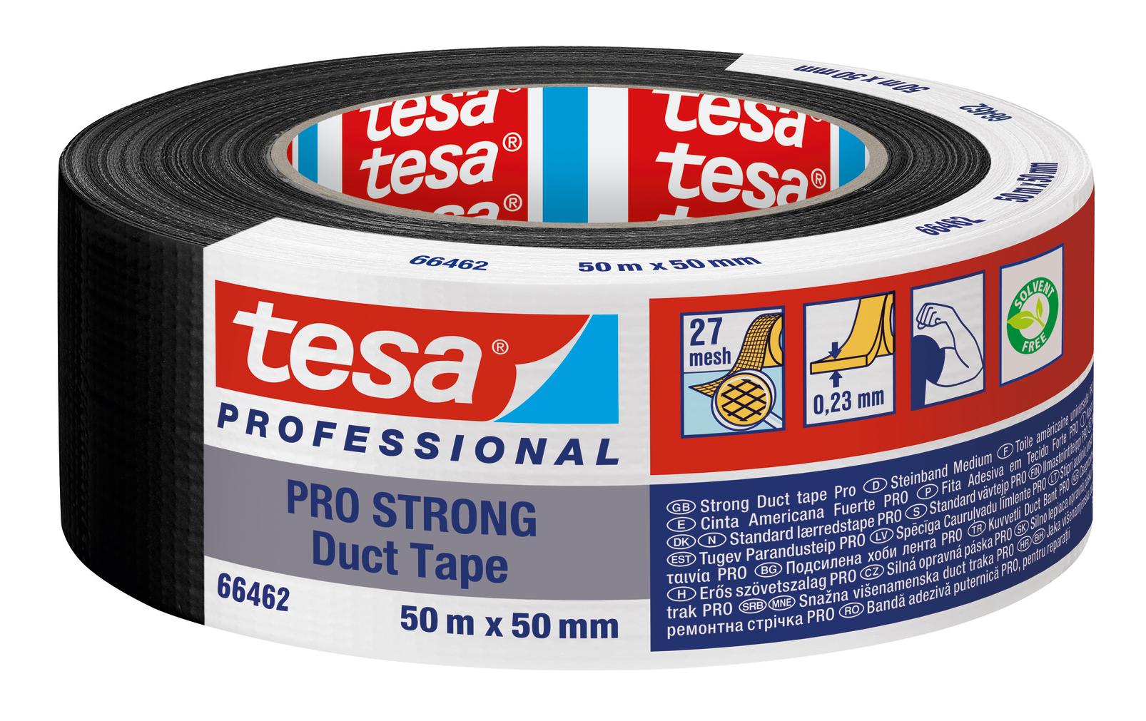 Gewebeband Pro Strong Duct Tape Schwarz - 50 m x 50 mmKlebeband mit extra starkem Halt für Reparaturen, Befestigung, Abdichtung und mehr