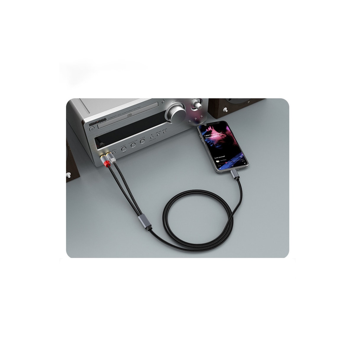USB-C til 2x RCA stereolydkabel Grå