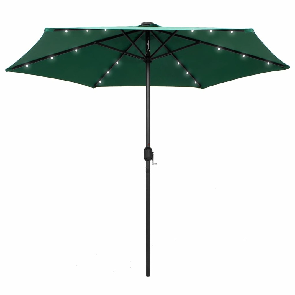 Parasol avec led et mât en aluminium 270 cm vert