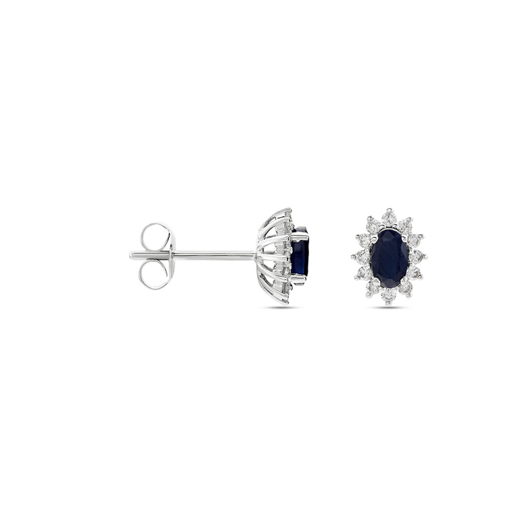 Boucles D'oreilles Puces Vladimir Or Blanc Saphir Diamant