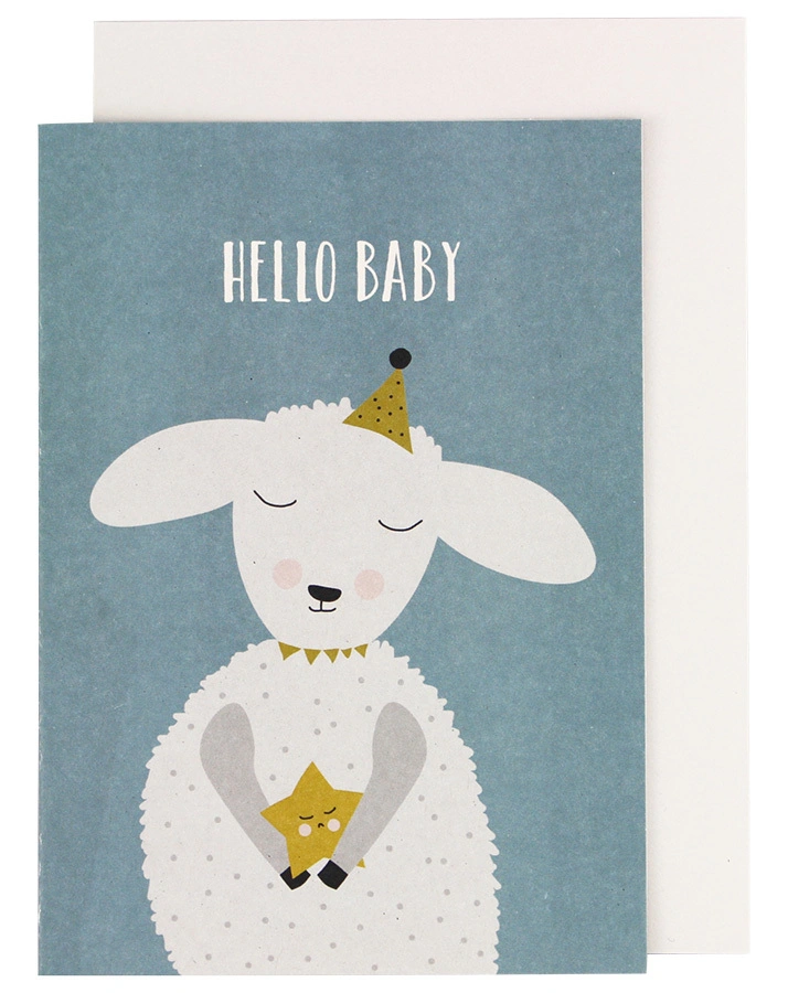 Klappkarte LAMM – HELLO BABY 2-er Set in blau