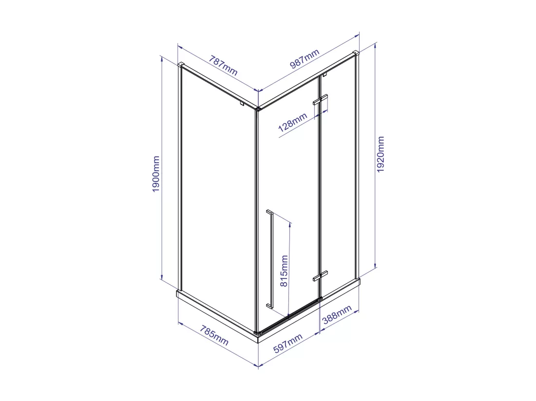 Paroi de douche avec porte pivotante en verre fumé - L100 x l80 x H190 cm - Noir mat - TERMANIO