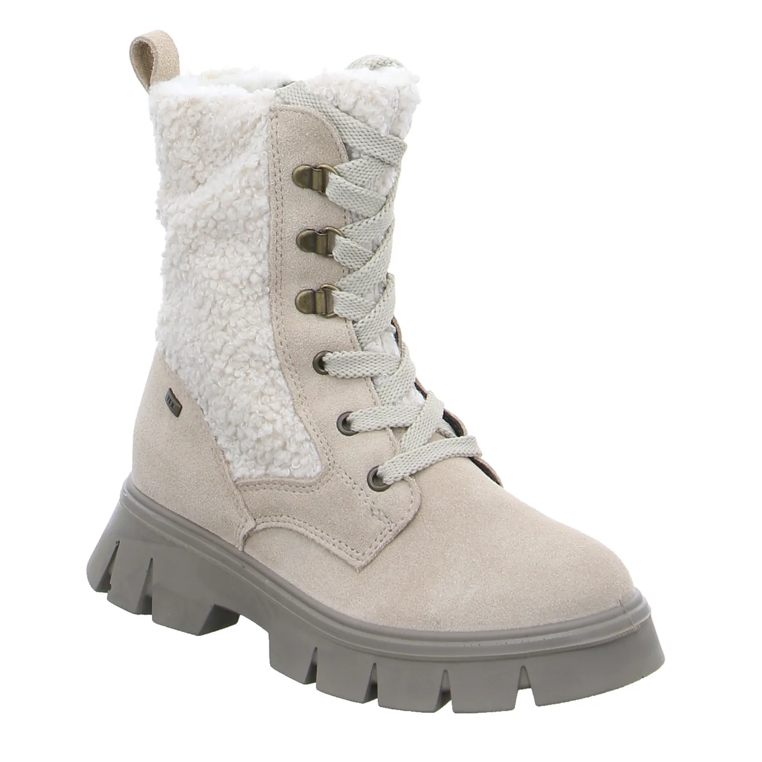 SCHUHENGEL Mädchen-Winter-Bottine Beige Leder  Stiefelette