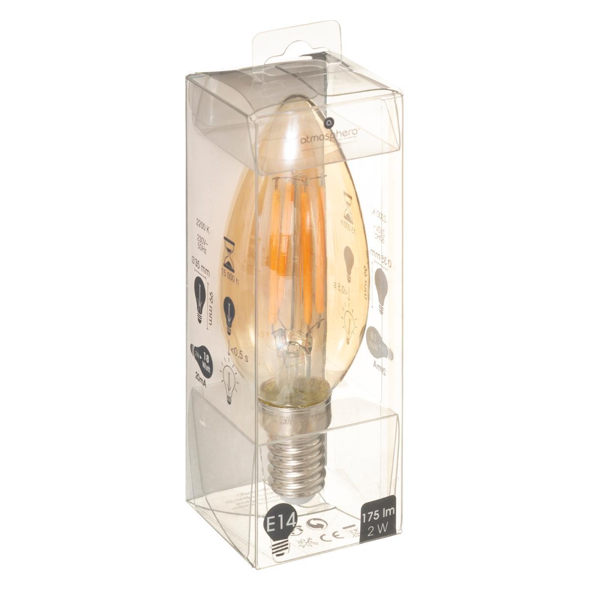 AMPOULE LED DROITE AMBRE E14 C35 2W
