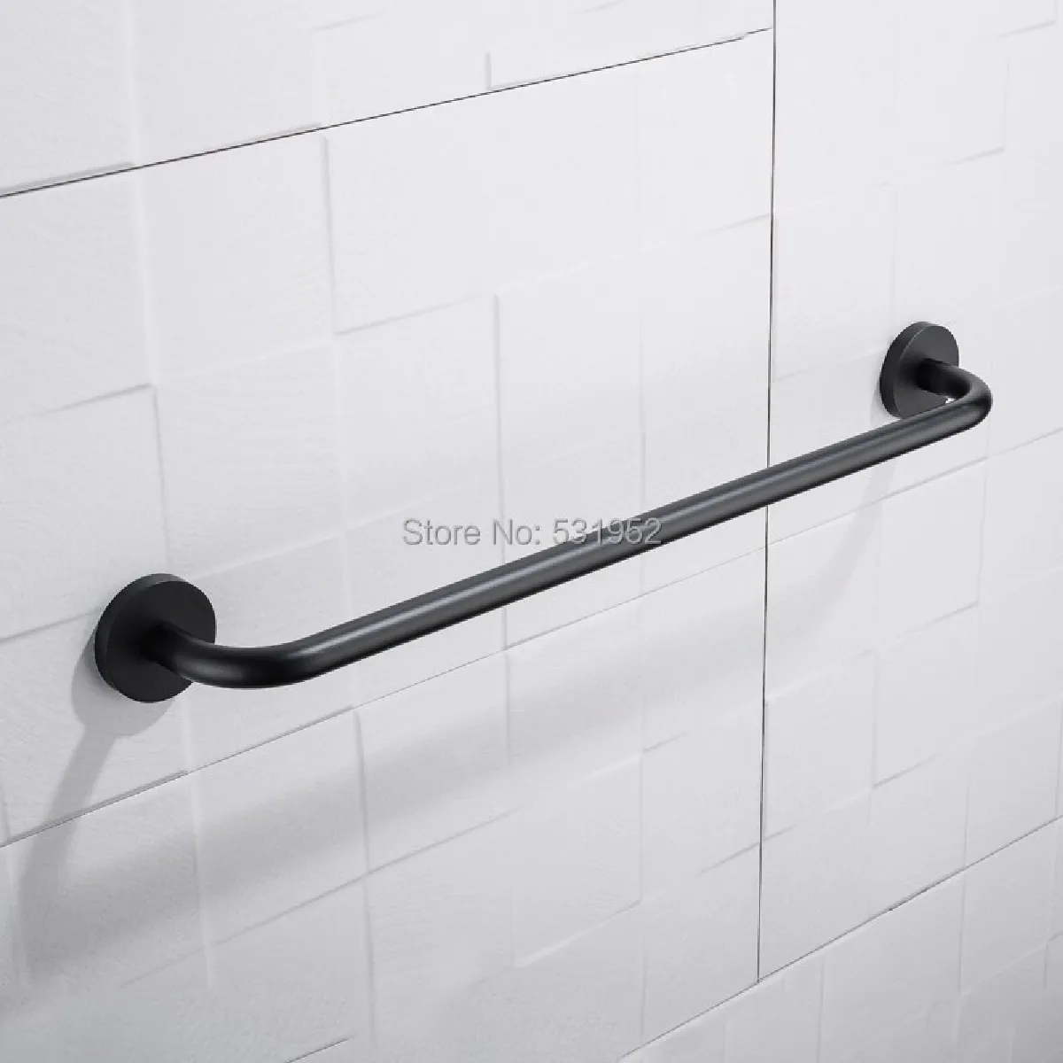 Universal Bâton de serviette unique Noir mat
