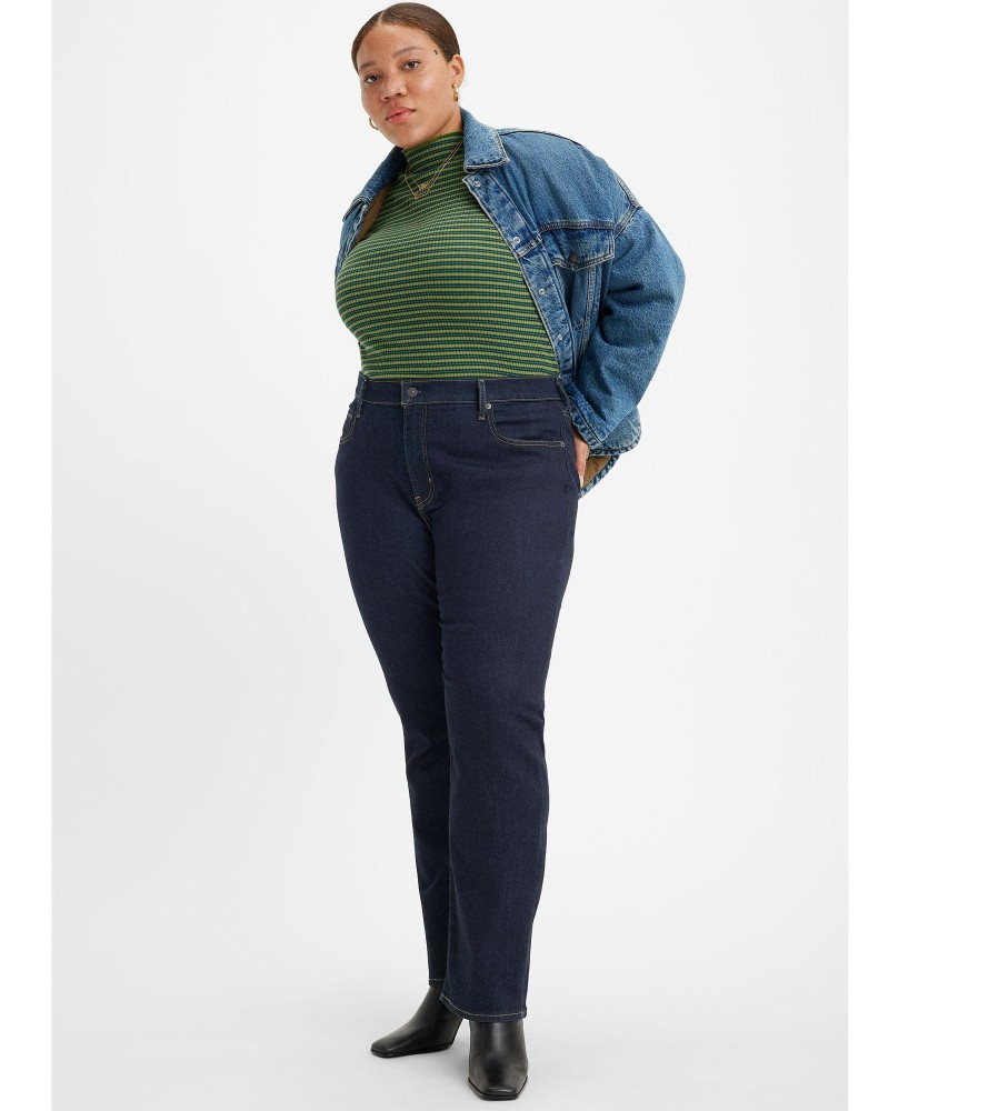 Calça jeans Levi's 724 Pl Hr reta, cor índigo escuro.