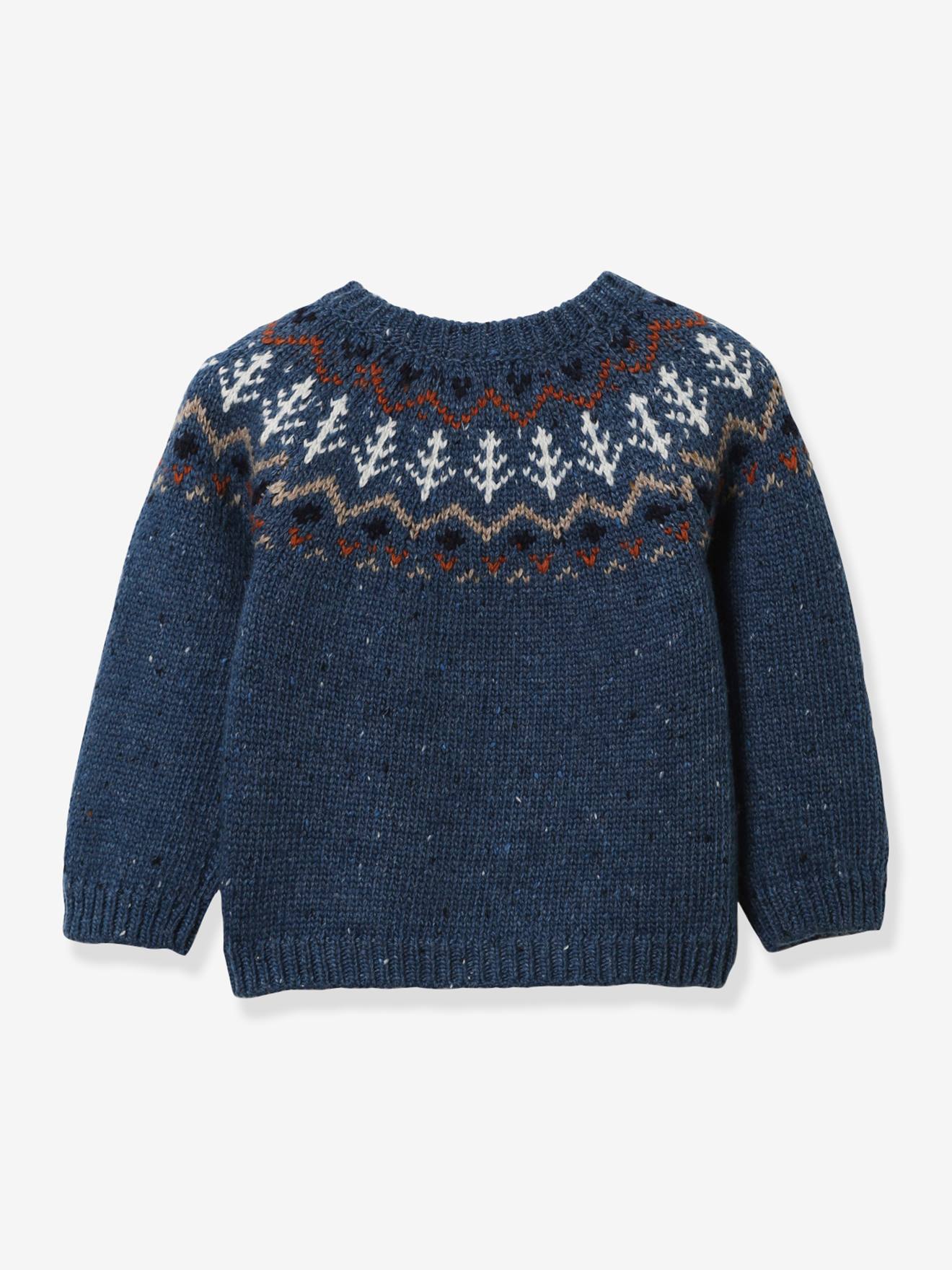 Suéter infantil Cyrillus em jacquard azul elétrico