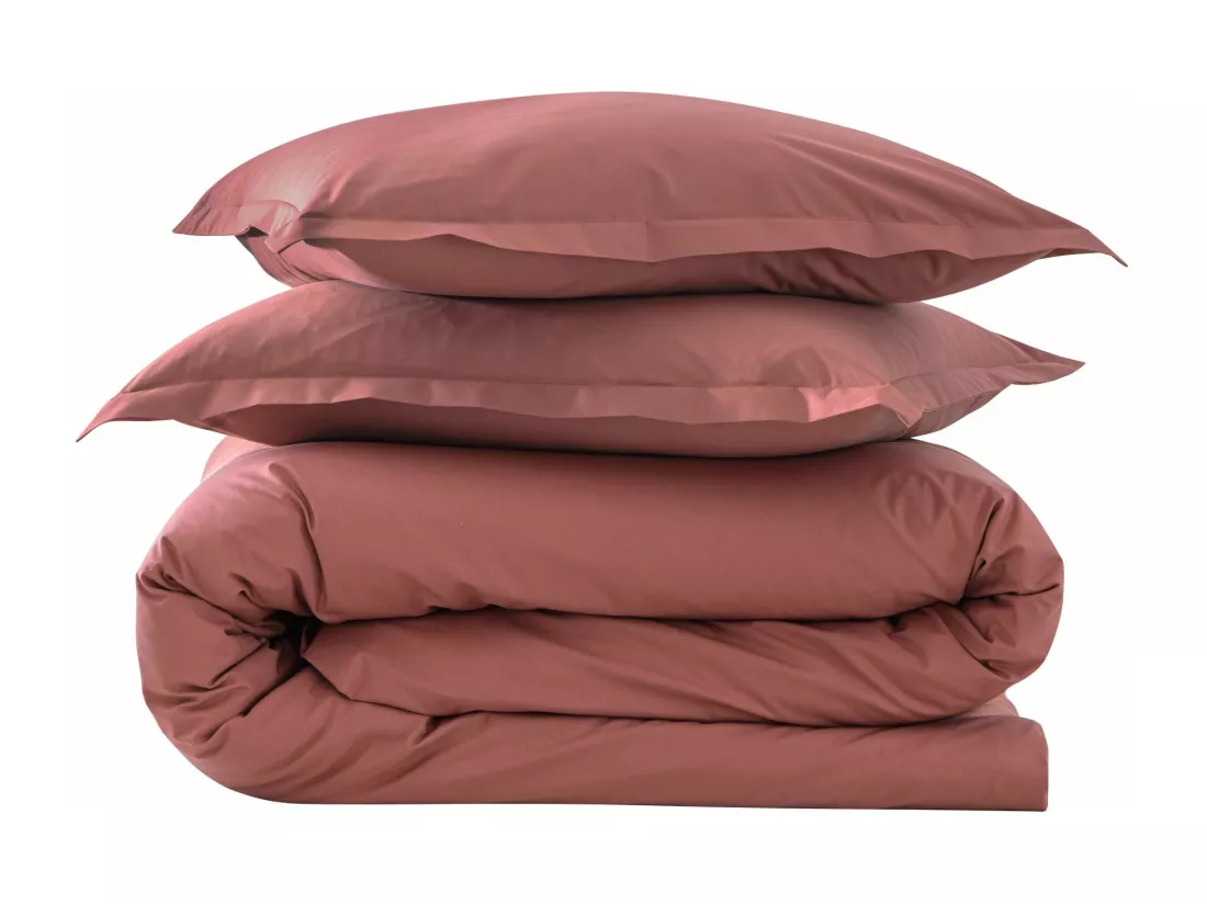 Parure de lit coton percale Rose 140x200 - SOMEO - MORPHEE