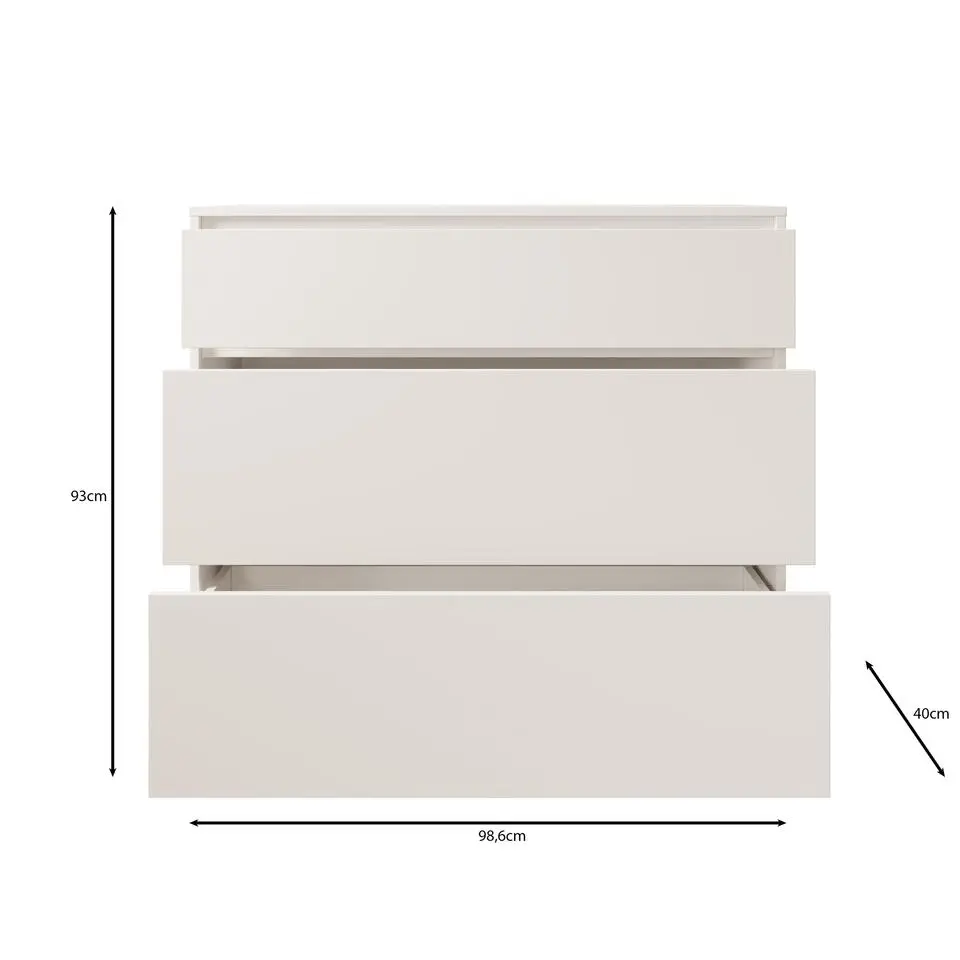 Meubella - Ladekast Brett - Wit - 99 cm