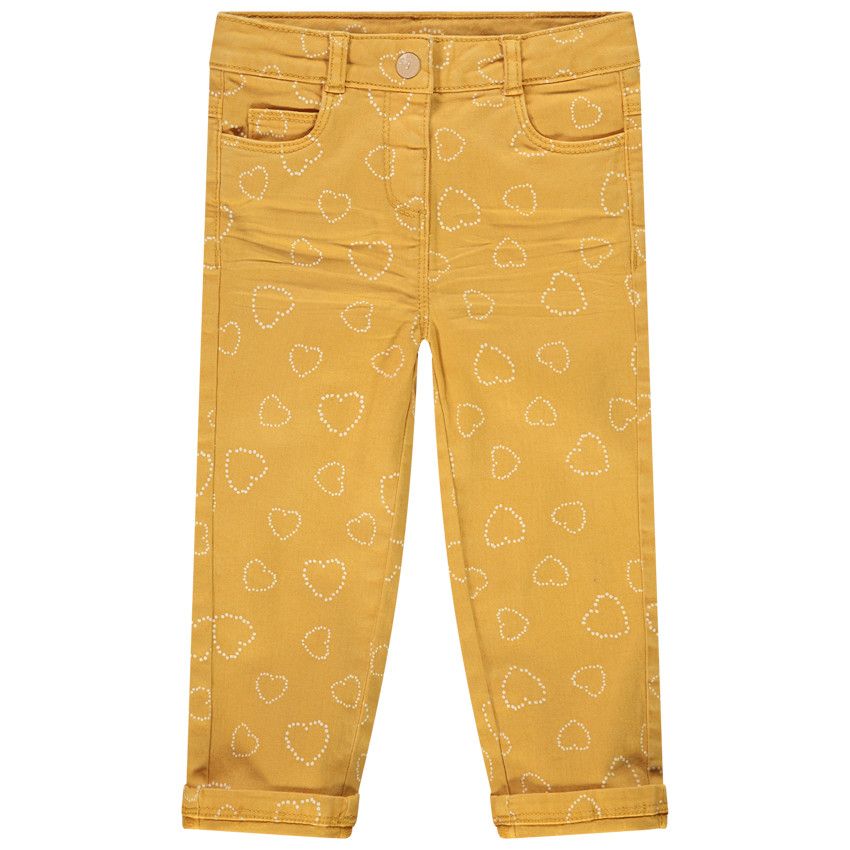 Pantalon slim en twill imprimé pour bébé fille - Moutarde