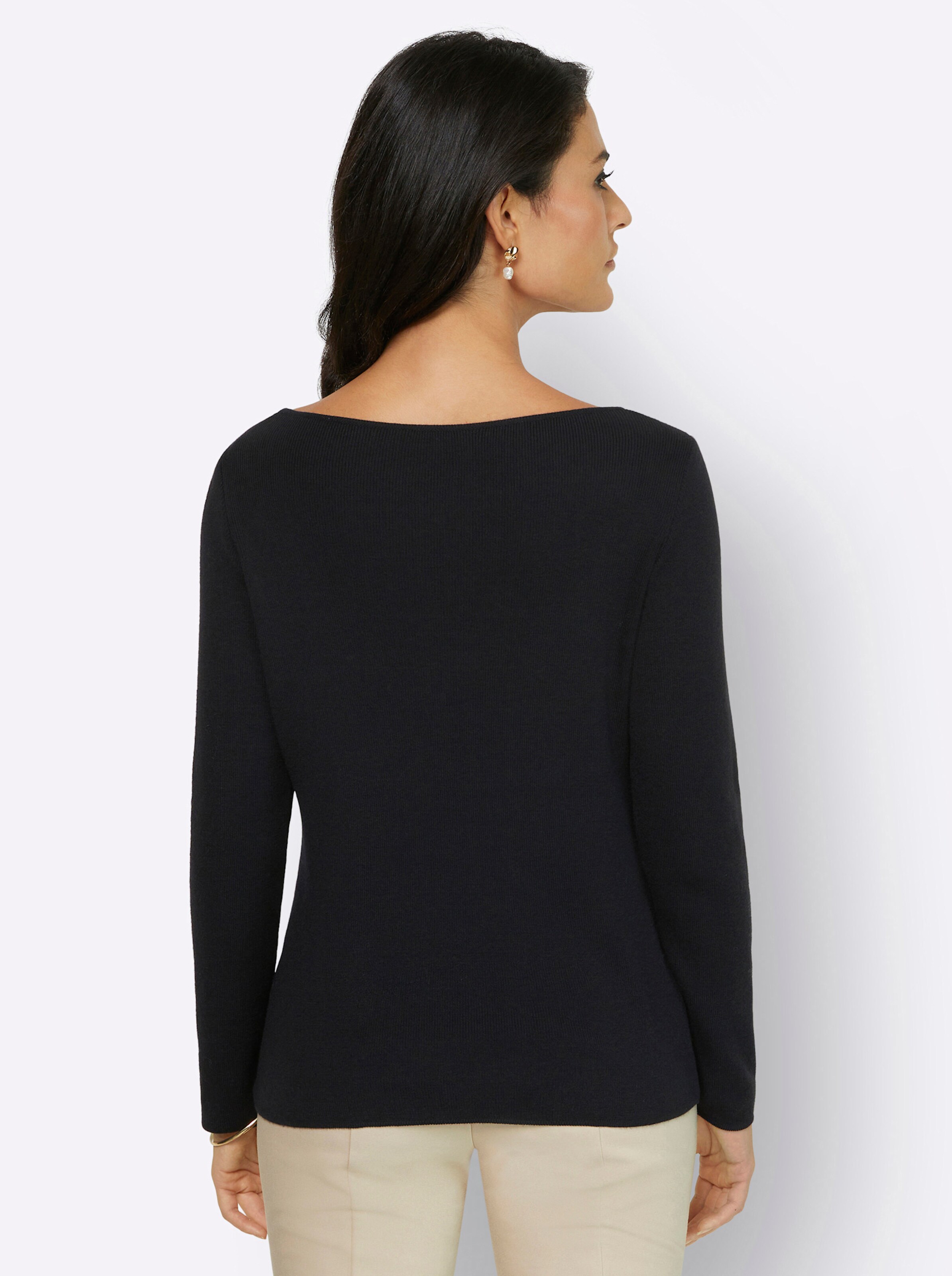 Langarm-Pullover in schwarz