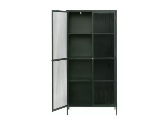 Bjorn - Vaisselier 2 portes en verre stié et métal H190cm : Couleur - Vert foncé