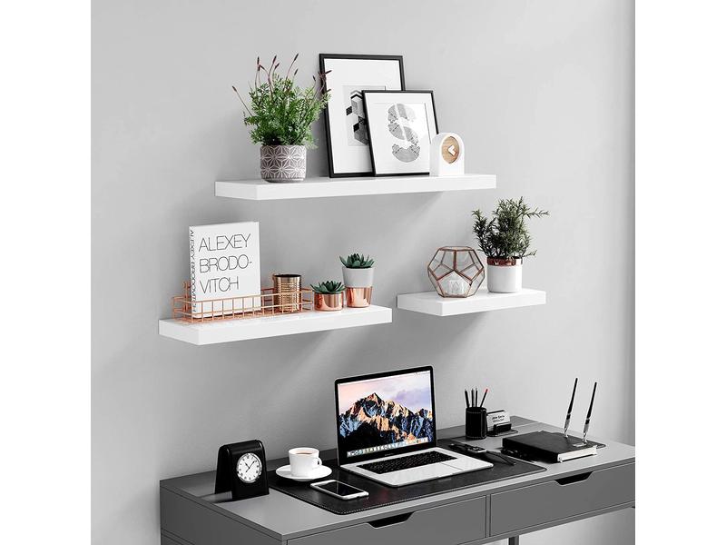 Songmics Wandregal 60 x 20 cm Holz, Weiss Wandablage in Weiss