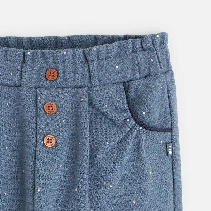 Pantalon paperbag maille molletonnée bleu bébé fille Bleu