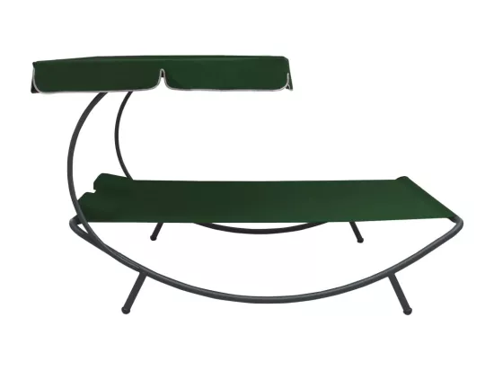Lit de repos d'extérieur avec auvent et oreillers Vert