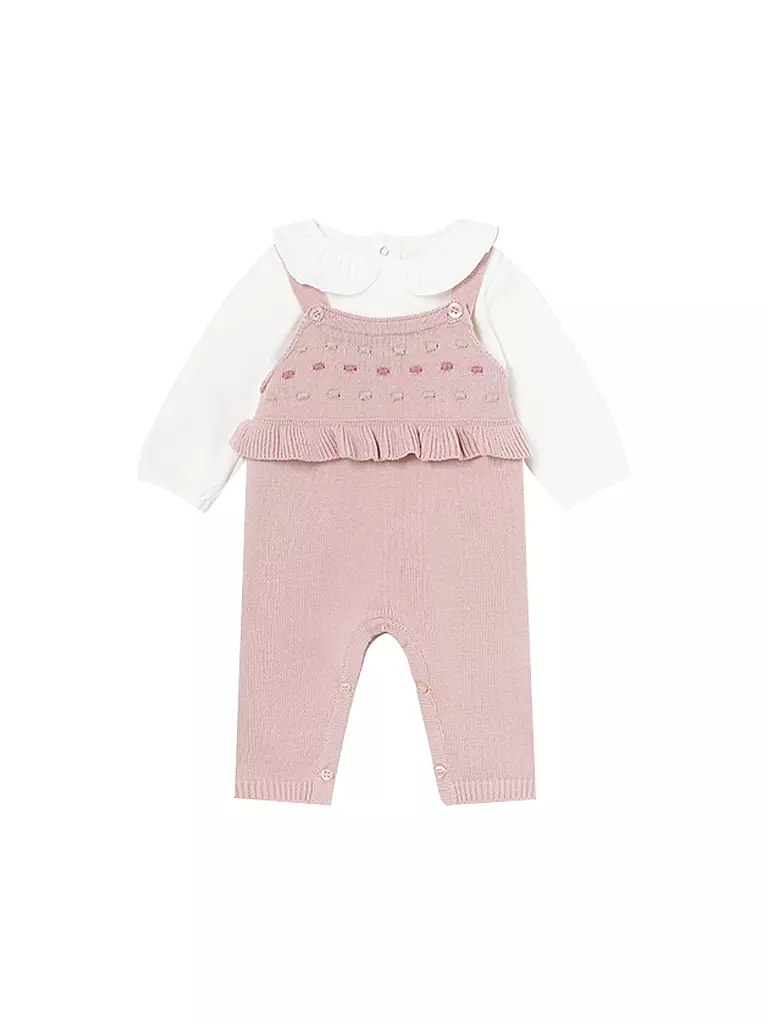 MAYORAL Baby Set Latzhose Pullover Strickjacke 3-teilig  rosa