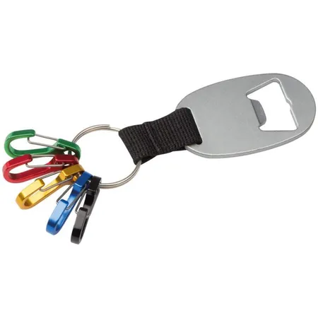 Macma Metall-Schlüsselanhänger mit Flaschenöffner und 5 Minikarabinern