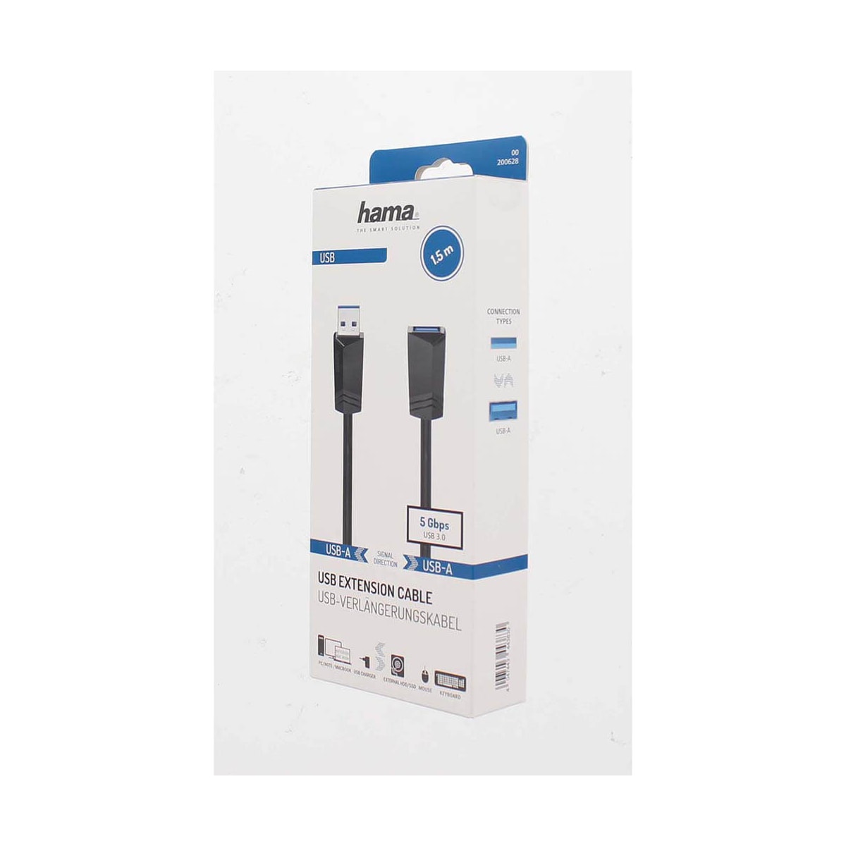 HAMA Kabel USB-forlenger 3.0 5 Gbit/s 1.5m Svart