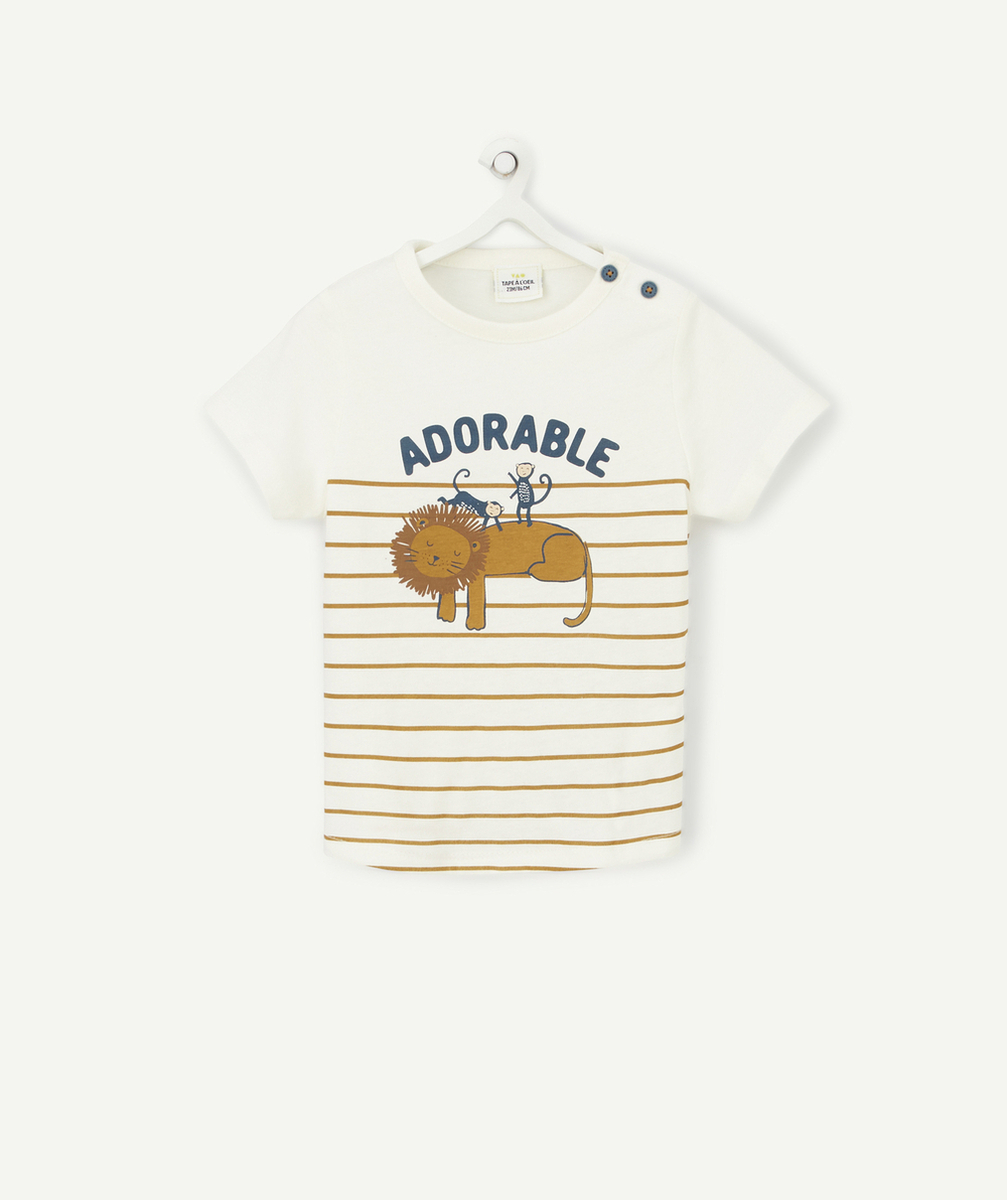 T-SHIRT BÉBÉ GARÇON EN FIBRES RECYCLÉES AVEC LION ET MESSAGE ADORABLE