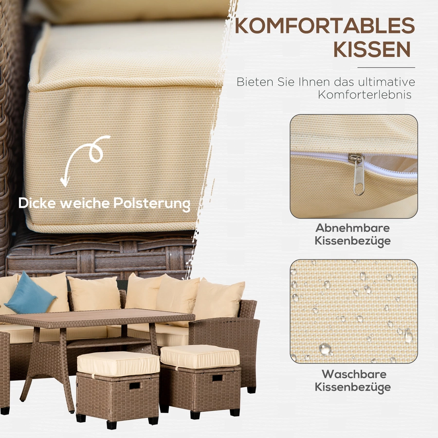 Outsunny Gartenmöbel Set bestehend aus 6 Teilen braun