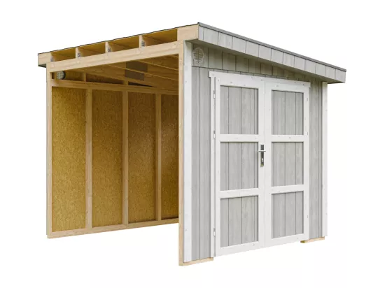 Abri de Jardin Qualité Premium 5,9 m² - H231x248x294 cm - Sans plancher e paroi latérale - Timbela M938B-TUNDRA GREY