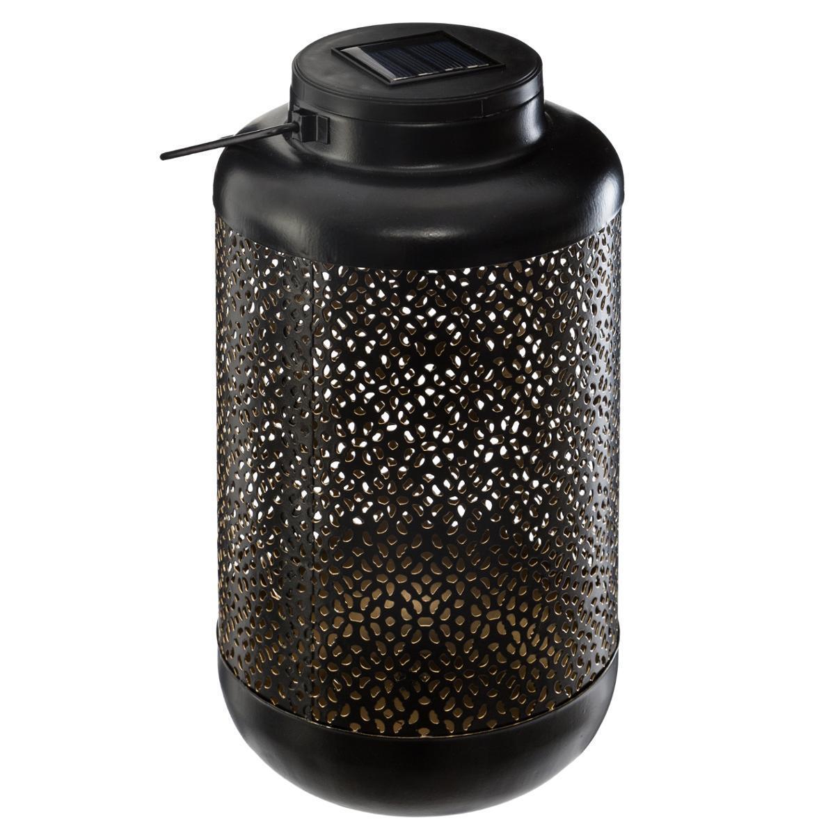 LANTERNE SOLAIRE MAIK METAL NOIR H.25.5CM