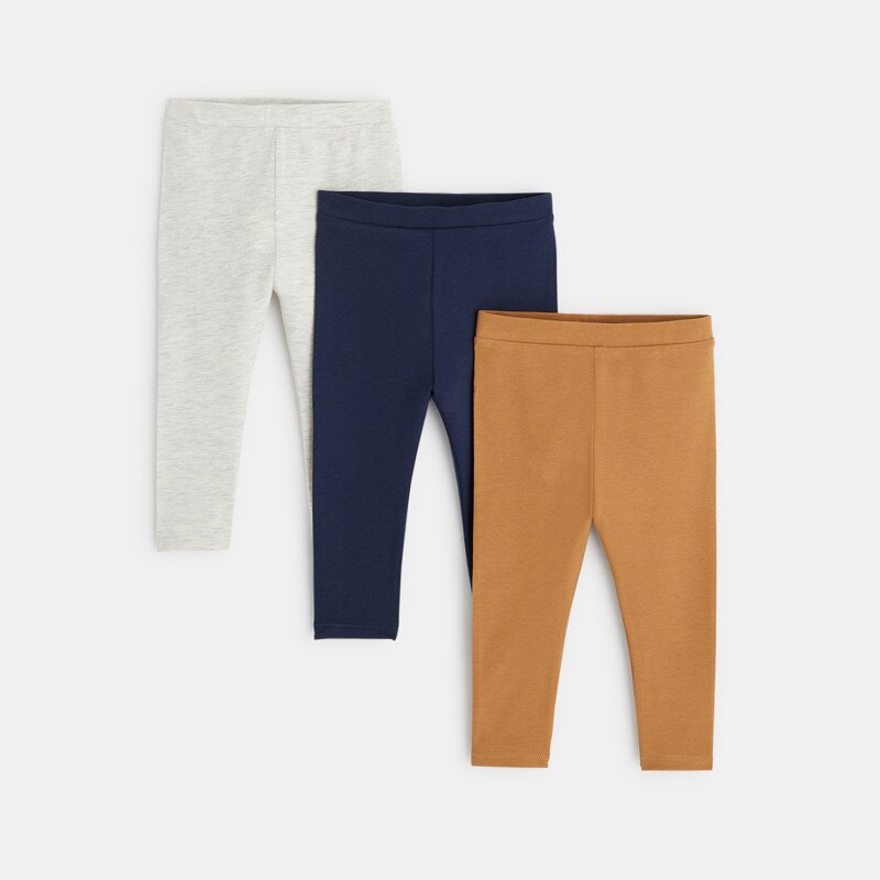 Legging uni jersey (lot de 3) marron bébé fille Marron