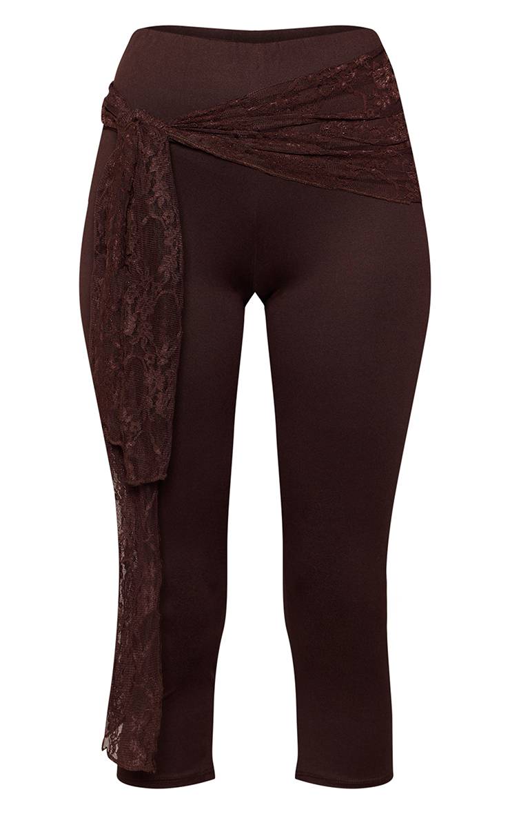 Chocolat Capri En Jersey Avec Détail De Lacet Noué - Coupe Tall