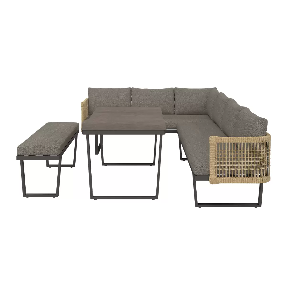 Beldano Loungegarnitur Bologna 3-teilig anthrazit,braun,natur