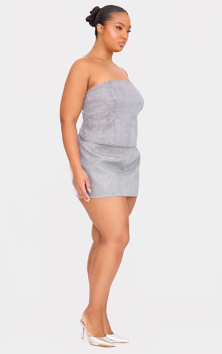 Argenté Haut Corset À Détails Pailletés Grande Taille