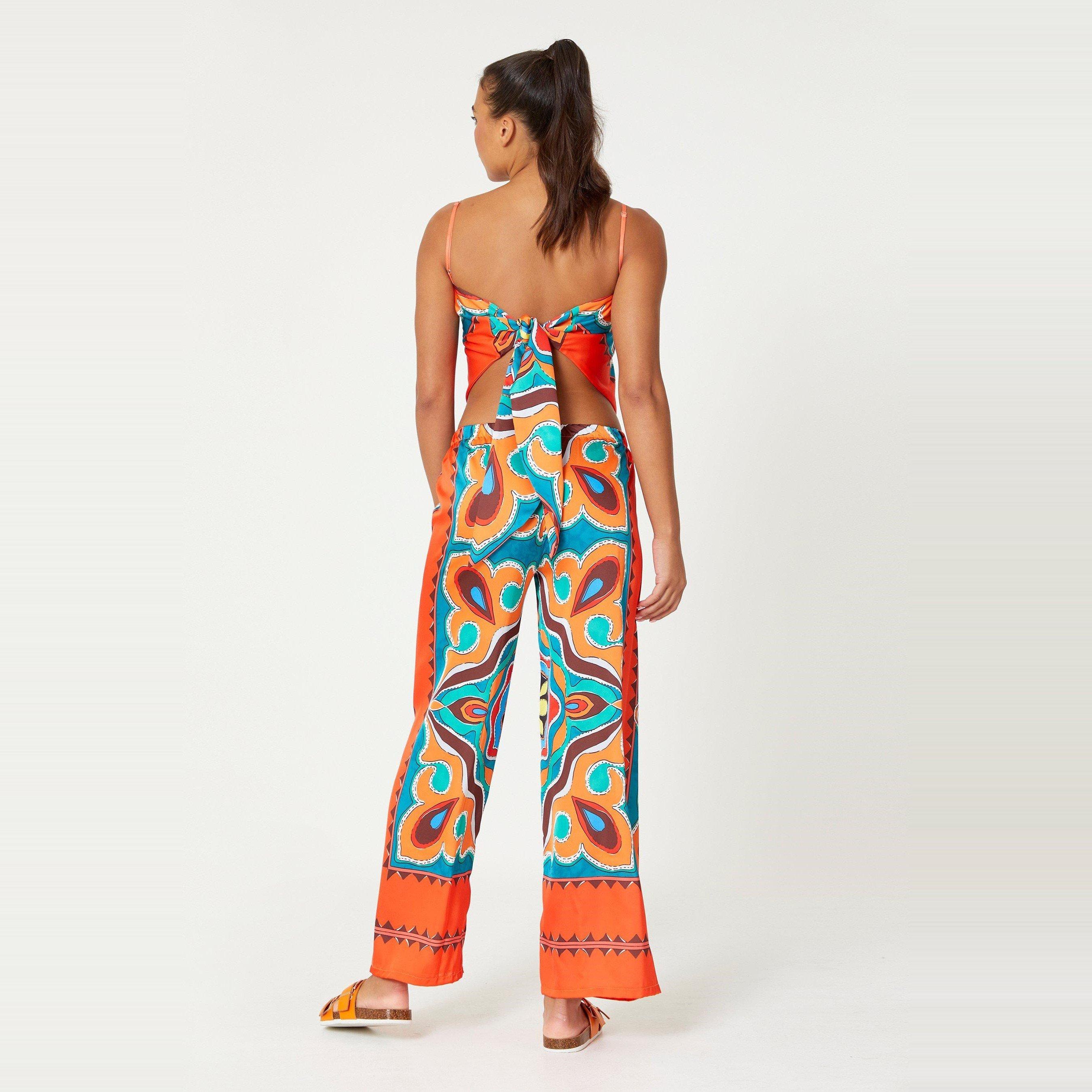 Be You Ladies Scarf Print Cami and Trouser Co ord Set