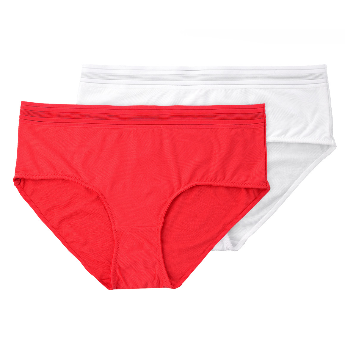 Gina Benotti 2 Damen Pantys mit dezentem Muster rot / weiss
