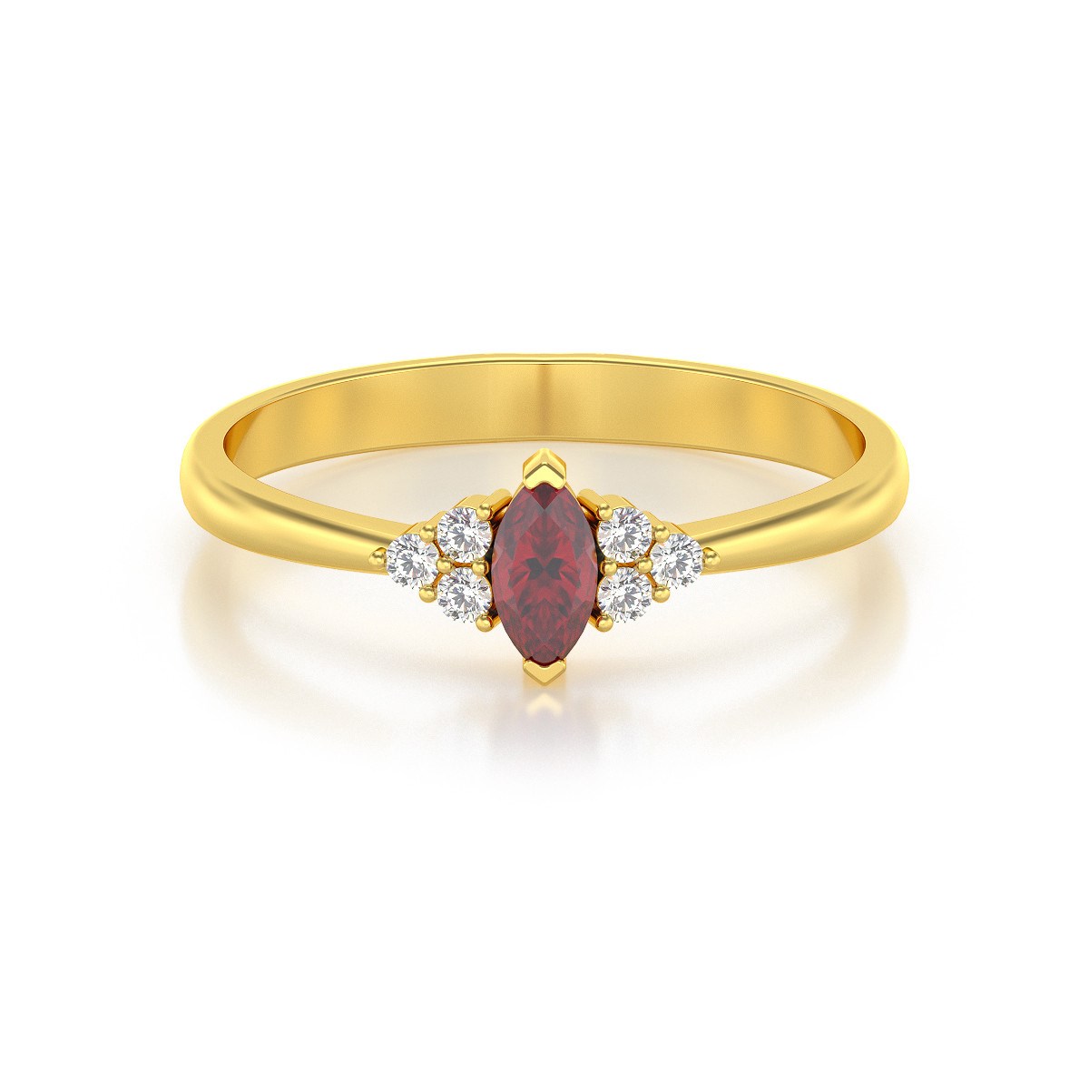 Bague ADEN Or 585 Jaune Rubis et diamants 2.1grs