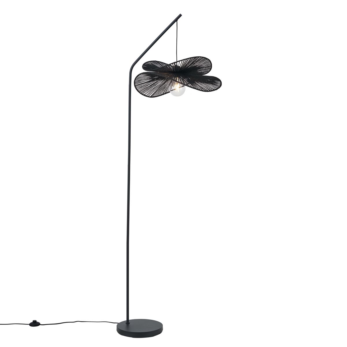 Art Deco vloerlamp zwart met zwarte kap - Nest