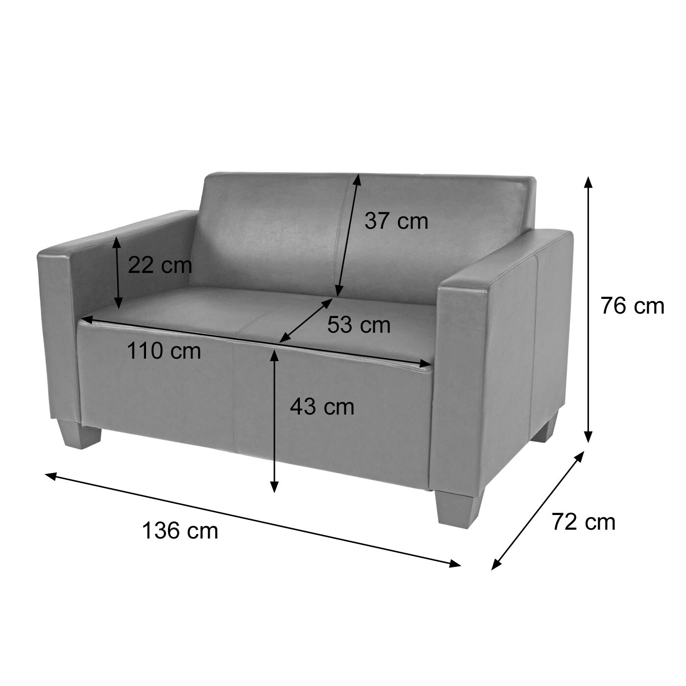 2er Sofa Couch Moncalieri Loungesofa Kunstleder ~ rot-braun