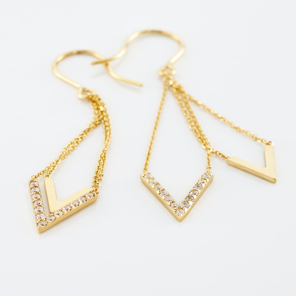 Boucles D'oreilles Pendantes Daina Or Jaune Oxyde De Zirconium