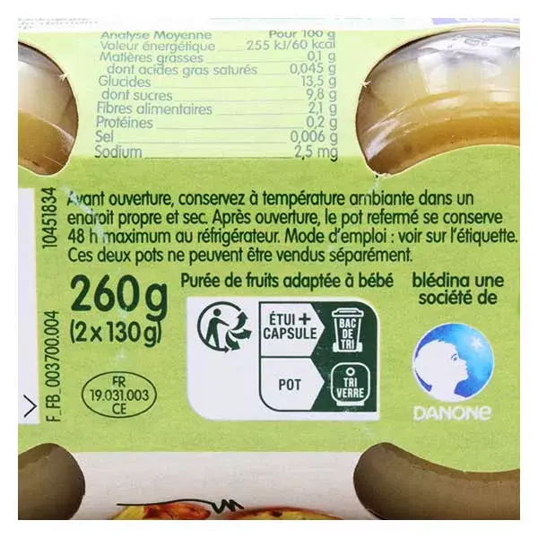 Maçã e Abacaxi Orgânicos Blédina Harvest - Pacote com 2 x 130g