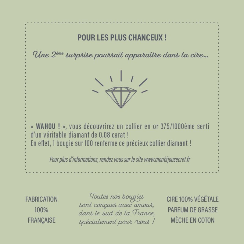 Bougie Bijou Collier doré - Parfum Sous les frangipaniers - 40h