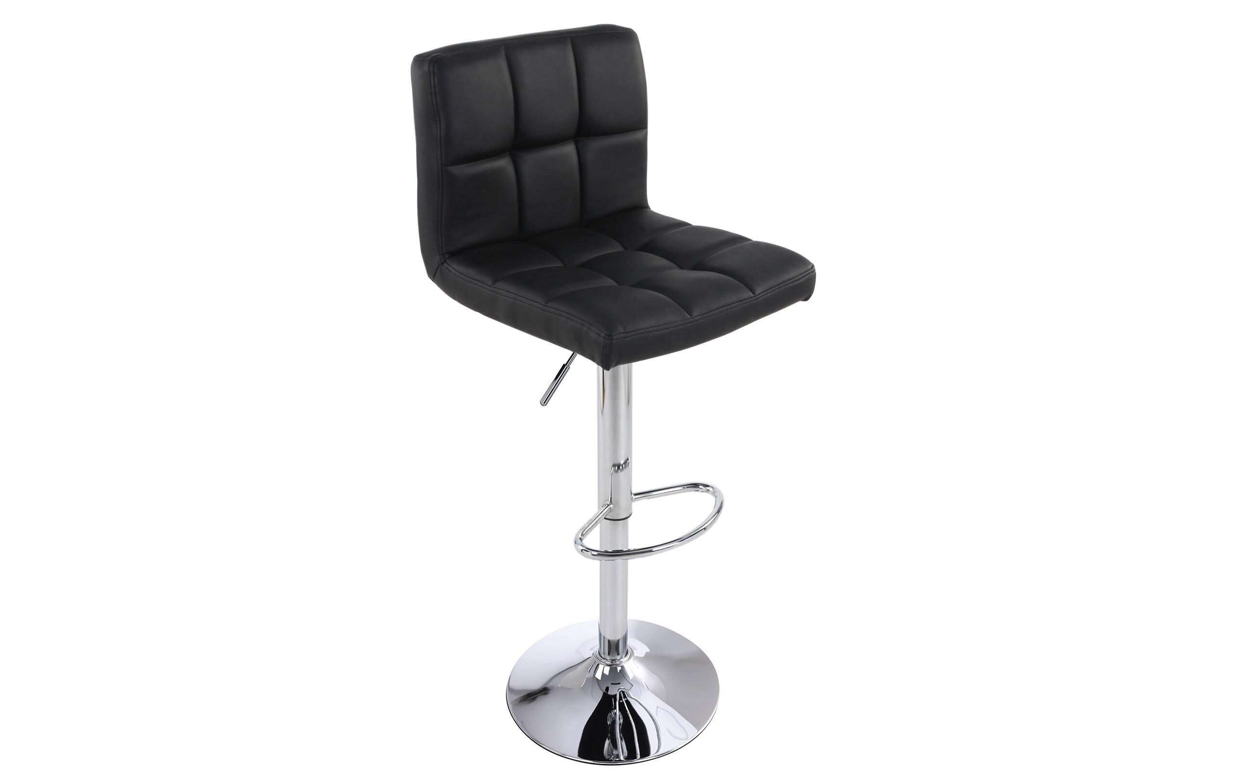 Barhocker höhenverstellbar, Kunstleder, Schwarz, 2er Set<br>Barstuhl mit Steppung
