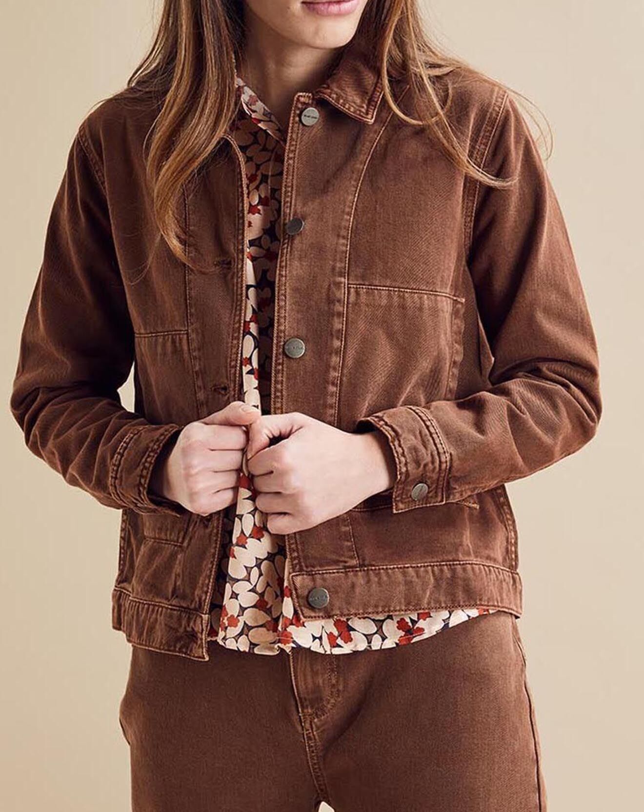 Chloé Stora Veste en jean Up marron