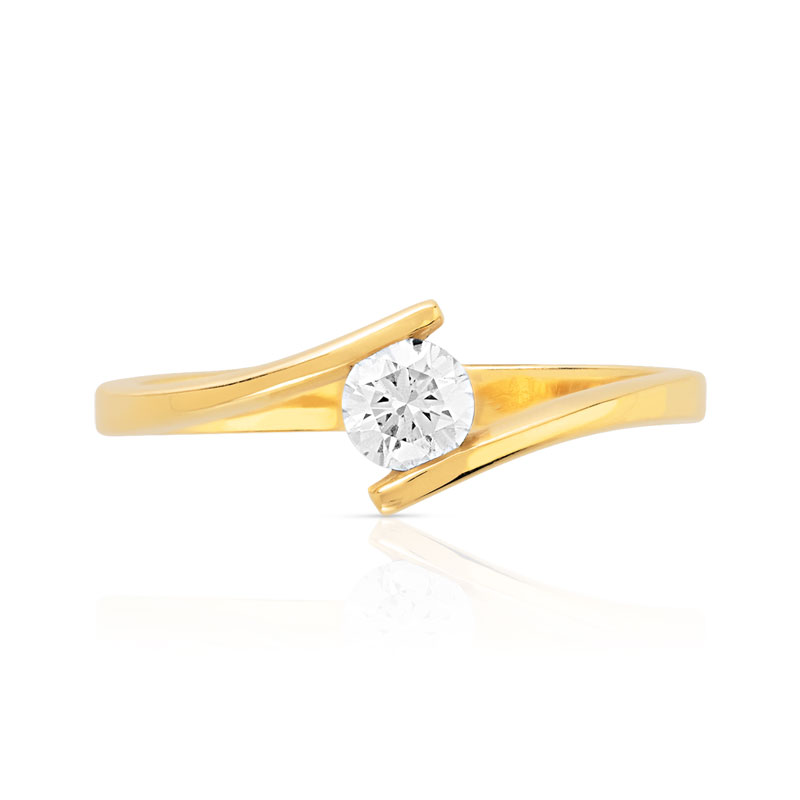 Bague solitaire or 750 jaune 25/100e de carat