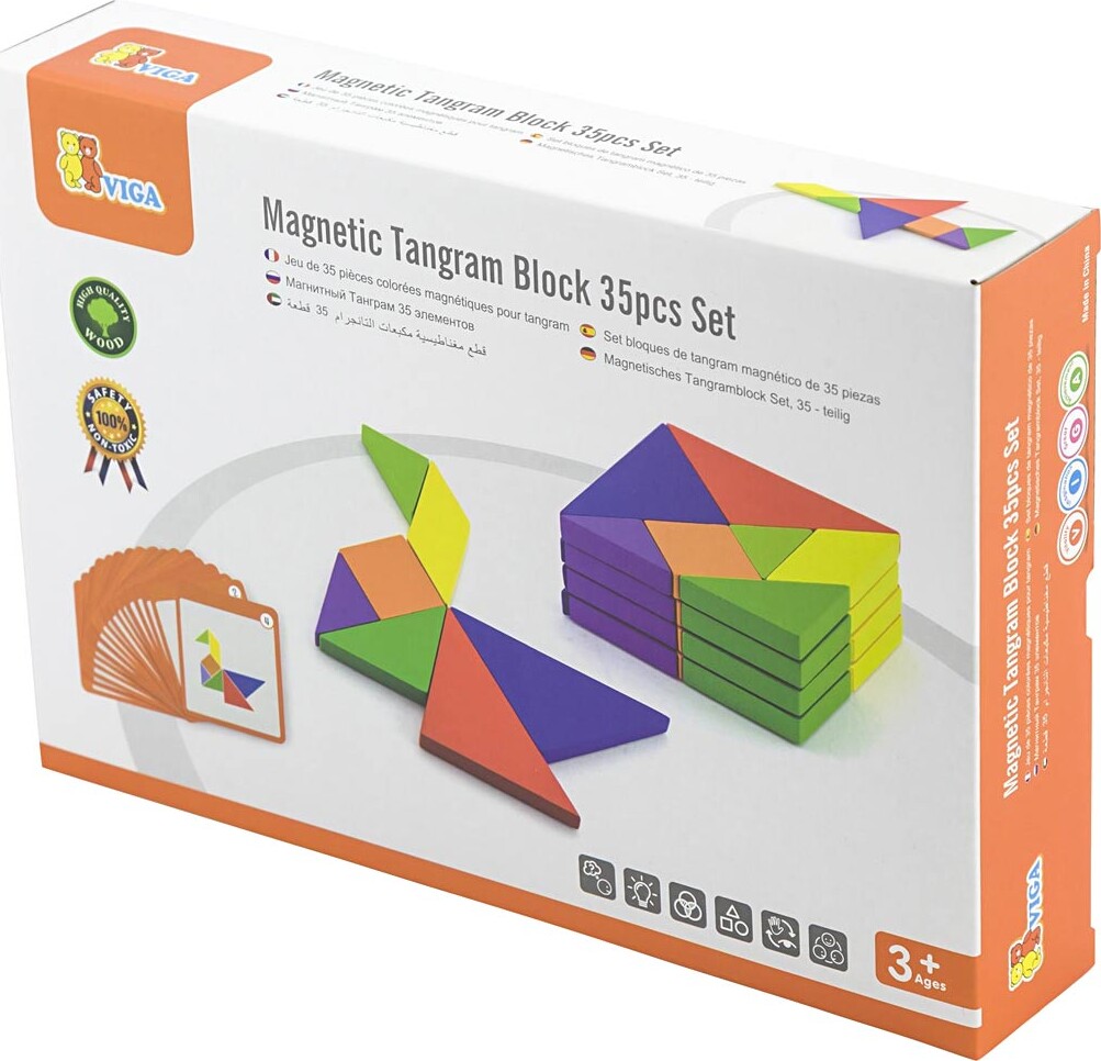 Tangram - Magnetisk Byggelegetøj Sæt - 35 Dele - Viga