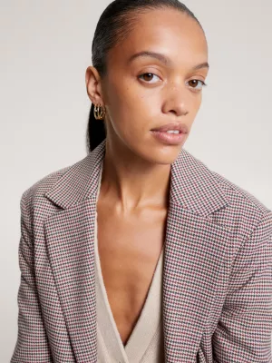 Blazer Slim Fit com Estampa Tattersall