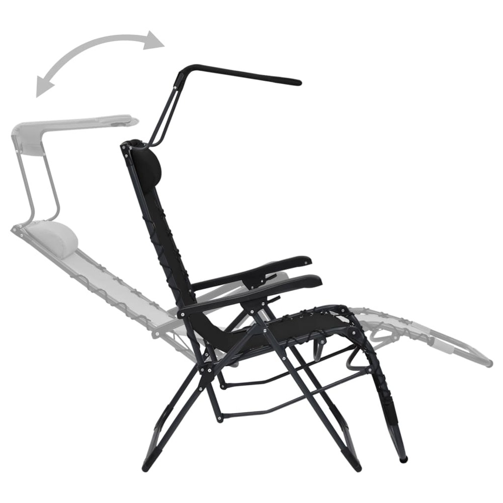 Lot de deux chaises pliables de terrasse textilène noir