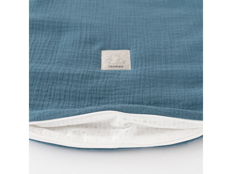 Träumeland Baby-Ganzjahresschlafsack jeansblau 50/56 Hochwertiger Babyschlafsack aus Baumwollmusselin