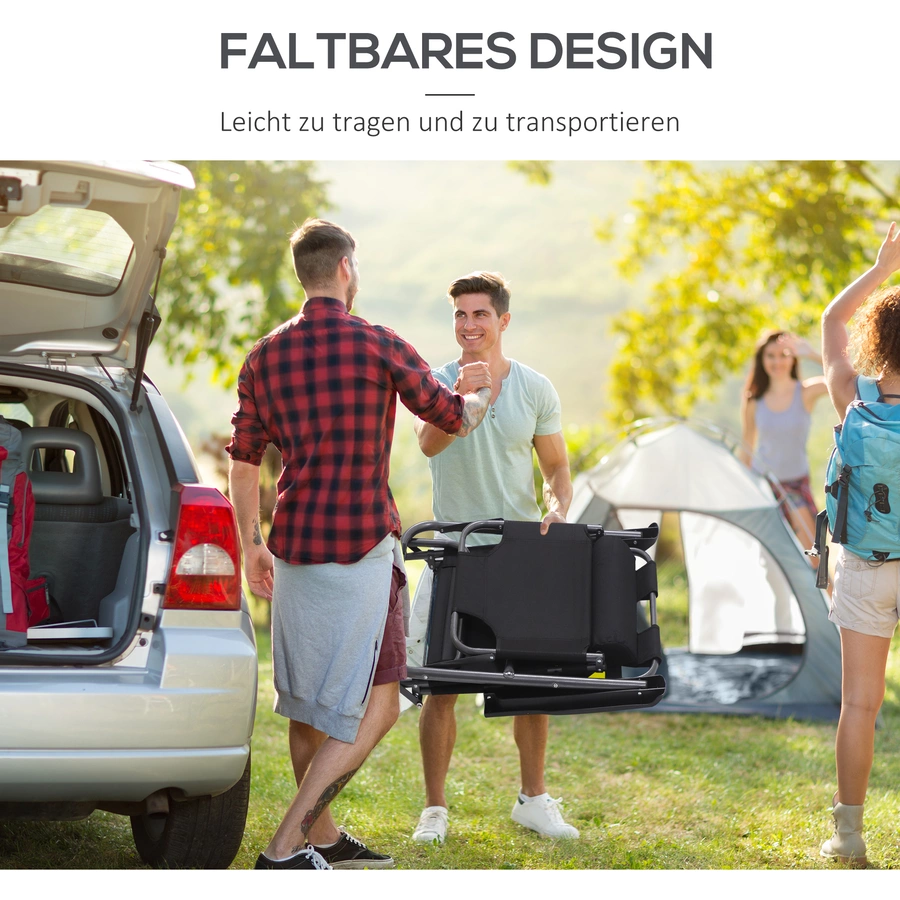 Outsunny Gartenliege mit faltbarem Design schwarz