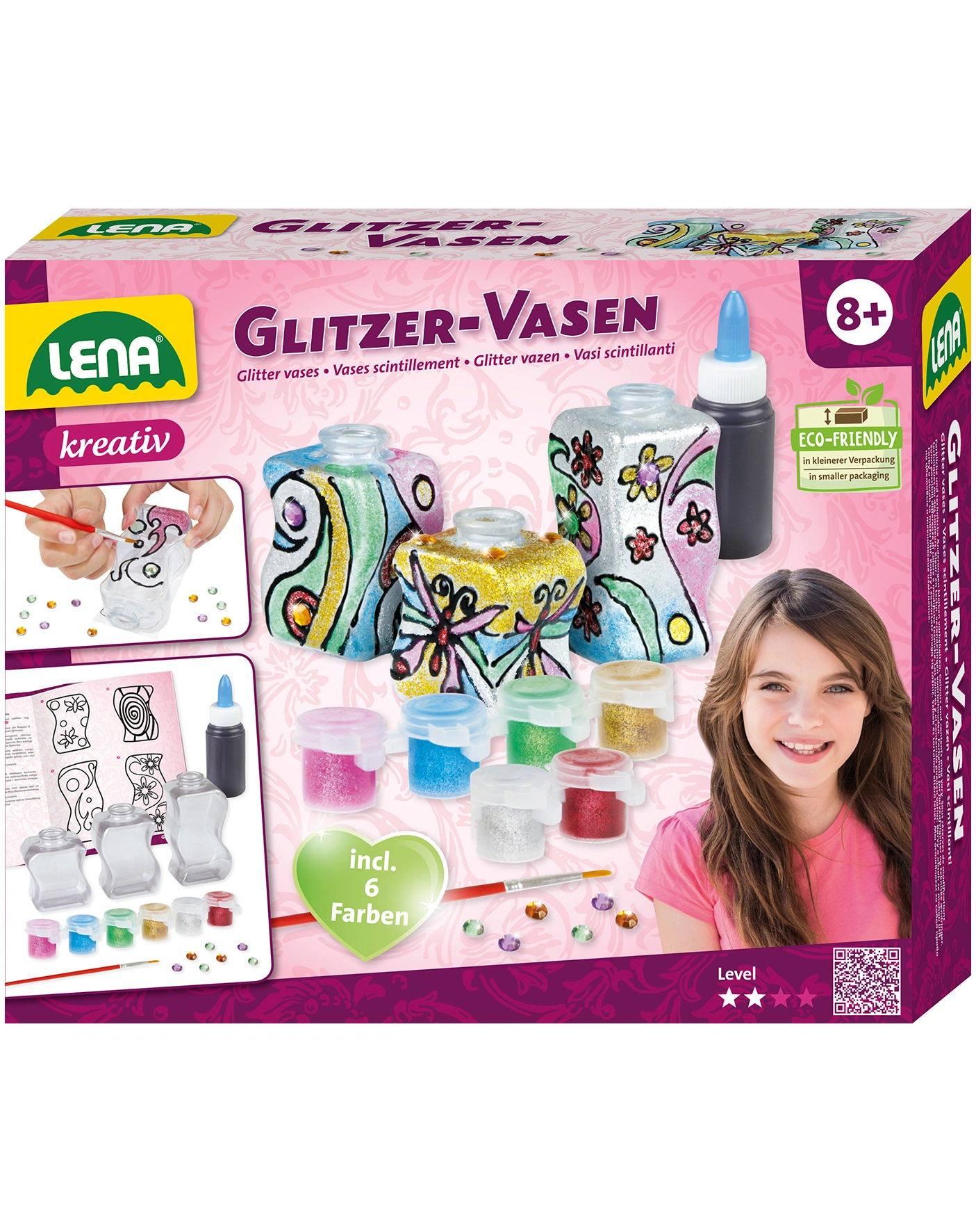 Bastelset GLITZER-VASEN in bunt