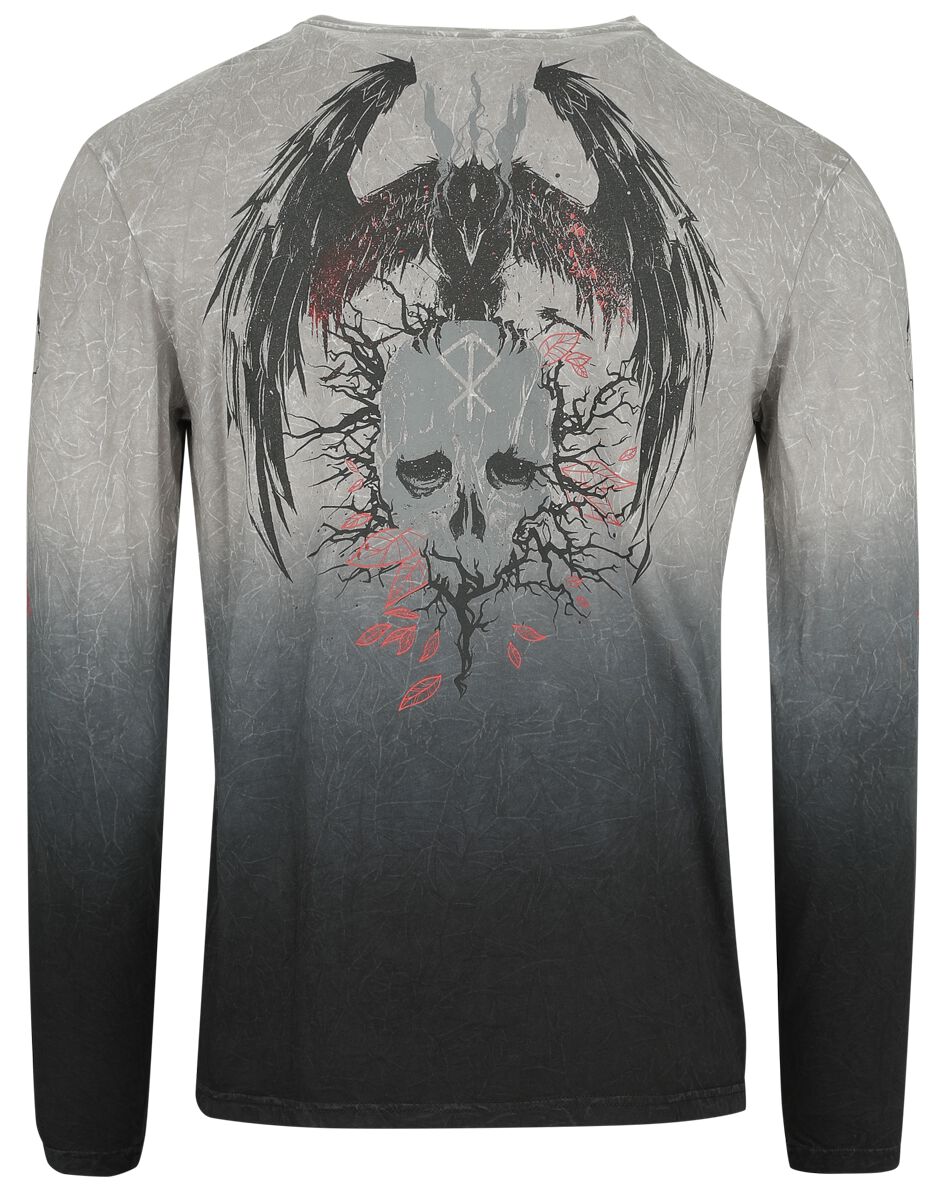 Haut manches longues grid dip-dye | Black Premium by EMP T-shirt manches longues